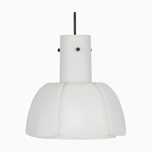 Lampe à Suspension Modèle P174 en Verre Blanc de Limburg