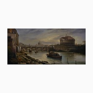 After G. Vanvitelli, Rome, Italian Landscape Painting, Oil on Canvas, Enmarcado