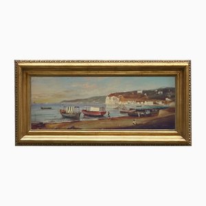 Ettore Ferrante, Naples, Peinture de Paysage, Italie, Huile sur Toile, Encadrée