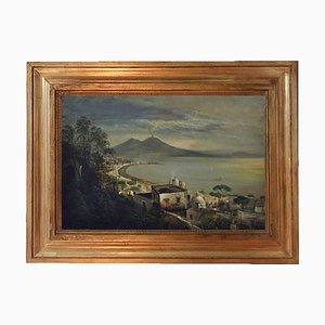 Ettore Ferrante, Pittura di paesaggio, Napoli, Scuola di Posillipo, Olio su tela, Con cornice