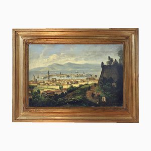 Ettore Ferrante, Messina, Peinture de Paysage, Italie, École de Posillipo, Huile sur Toile, Encadrée