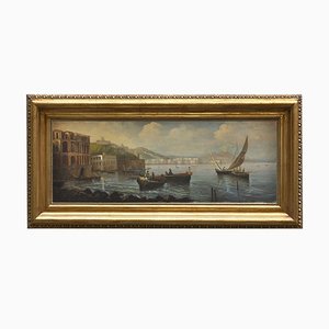 Naples, Posillipo School, Italian Landscape, Oil on Canvas, Framed