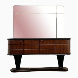 Art Deco Bar Sideboard with Rosewood Mirror, 1940s, Set of 2