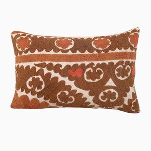 Faded Brown Suzani Embroidery Pillow, Uzbekistan