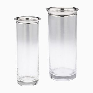 20th Century France Silver Mounted Glass Vase by Cartier, Set of 2