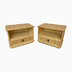 Italian Bamboo Rattan Bedside Tables from Dal Vera, 1970s, Set of 2