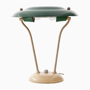 Italian Green & Cream Table Lamp, 1950s