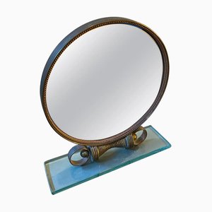 Mid-Century Modern Heavy Verde Nilo Glass Table Mirror, 1950s