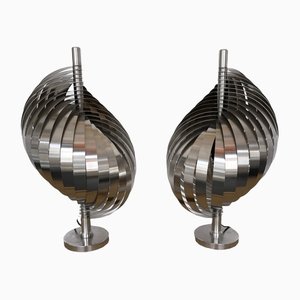 French Metal Spiral Table Lamps by Henri Mathieu, 1970s, Set of 2