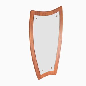 Large English Teak Framed Mirror With Curved Sides, 1960s