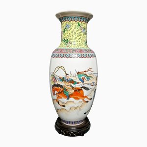 Qianlong Famille Rose Vase With Warriors Motif, China