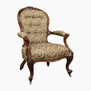 Antique Walnut Salon Armchair, English, 1840s
