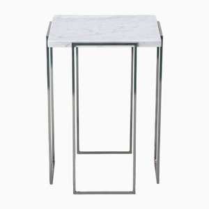 Carrara Marble Kaus Cromo Side Table by Nicola Di Froscia for DFdesignlab