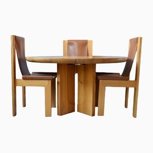 Tisch und Brutalistische Stühle von Roland Haeusler für Regain House, 5er Set
