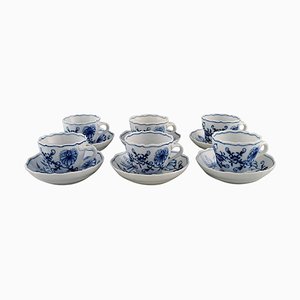 Meissen Blue Onion Porcelain Coffee Cups with Saucers, Set of 6