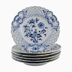 20th Century Meissen Blue Onion Porcelain Plates, Set of 6