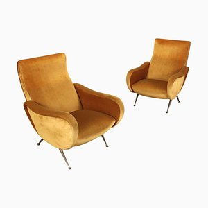 Foam-Padded Armchairs, Italy, 1950s-1960s, Set of 2