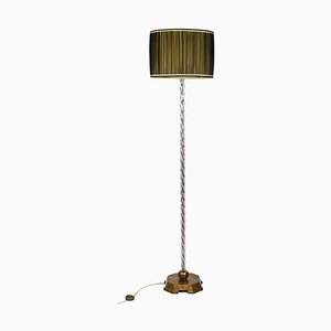 Floor Lamp in Glass and Gilded Metal from Maison Baguès, 1950s