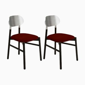 Black & Silver Rosso Bokken Upholstered Chairs by Colé Italia, Set of 2