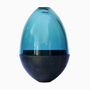 Blue Green and Brass Patina Homage to Faberge Jewellery Egg by Pia Wüstenberg