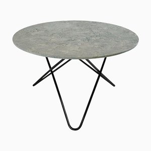 Big Grey Marble and Black Steel O Table by Ox Denmarq
