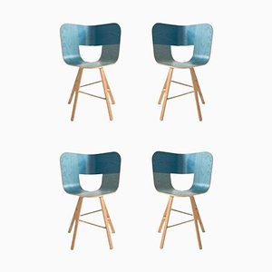 Denim Wood Tria 4 Legs Chair by Colé Italia, Set of 4