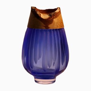 Iris Blue Frida with Cuts Stacking Vessel by Pia Wüstenberg