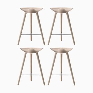 Oak and Stainless Steel Counter Stools from By Lassen, Set of 4