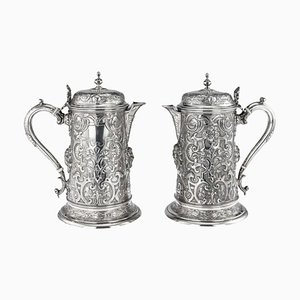 English Victorian Style Silver Beer Goblets from Martin, Hall & Co., London, 1870s, Set of 2