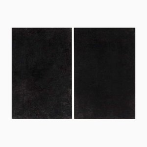 Enrico Dellatorre, Large Abstract Paintings, Charcoal on Linen, Set of 2
