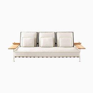 Steel Teak and Fabric Fenc-E-Nature Outdoor Sofa by Philippe Starck for Cassina
