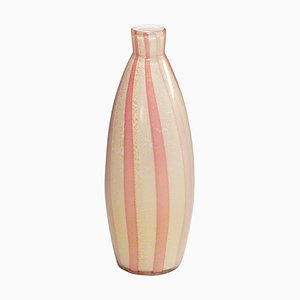Murano Art Glass Vase with Pink Stripes by Archimede Seguso, 1950s