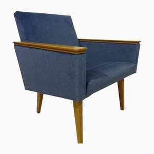 Mid-Century Sessel aus blauem Samt