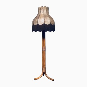 Lámpara de pie vintage de bambú, años 70