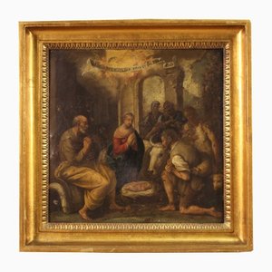 Adoration of the Shepherds, 17th-Century, Oil on Copper, Framed