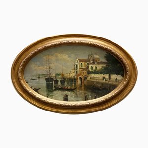 Venecia - Pintura italiana de paisaje al óleo sobre lienzo