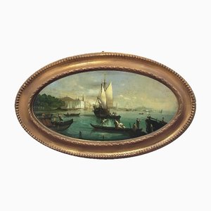 Giancarlo Gorini, Venise, Ecole Italienne, Huile sur Toile Paysage