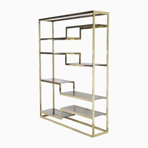 Vintage Geometric Gold-Plated Shelving Unit from Belgo Chrom, 1970s