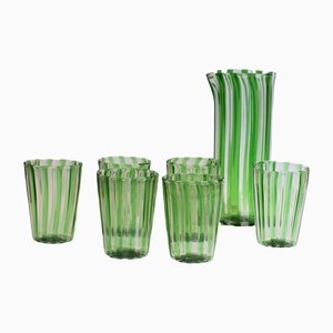 Murano Cocktail Glasses with Pitcher by Angelo Ballarin for Ribes Studio, Set of 7
