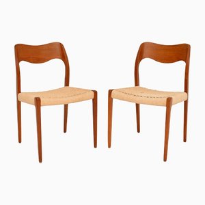 Vintage Danish Teak Chairs 71 by Niels Moller, Set of 2