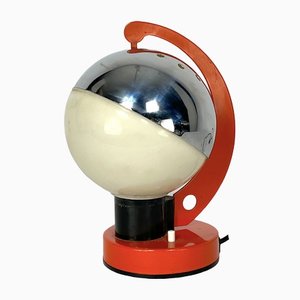 Lámpara de mesa italiana era espacial de metal y plástico, años 60