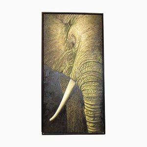 Peinture d'un Éléphant, Ecole Française, 20ème Siècle, Huile sur Toile