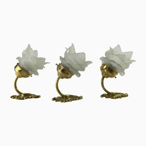 Small French Wall Lamp with Glass Shade