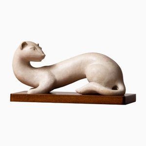 Iller Stonewear Weasel with Teak Stand by Gunnar Nylund for Rörstrand, 1960s