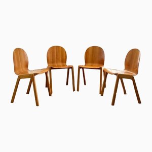 Chairs in Wood, 1970s, Set of 4