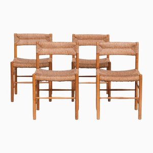 Mid-Century Rush Dining Chairs by Charlotte Perriand Dordogne, Set of 4