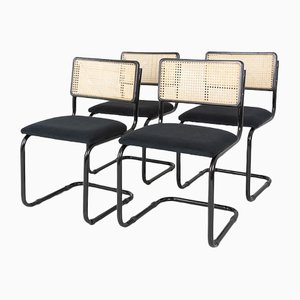 Italian Black Chairs in Reed, Set of 4