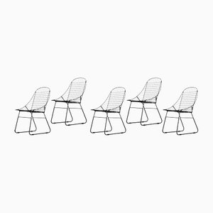 Minimalistischer skandinavischer moderner Mid-Century Stuhl aus schwarzem Draht, 1960er, 5er Set