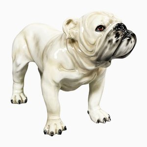 Escultura de bulldog de pie italiana moderna en beige y negro, años 70