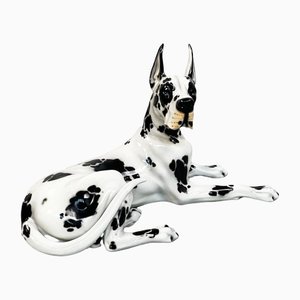 Italienischer Alano Hund aus Keramik in Schwarz & Weiß, 1970er